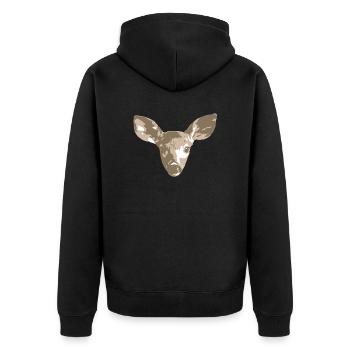 Reh Deer - Unisex Premium Bio Zip Hoodie - Schwarz - Hinten - Nico (187cm)