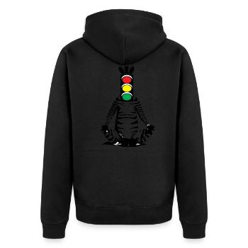 Zebra, Traffic Light, Head, Art, Streetart, Urban - Unisex Premium Organic Zip Hoodie - black - Back - Nico (187cm)