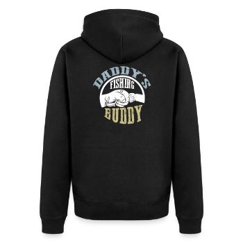 Papa angeln Sohn Baby Fisch Angler Geschenk - Unisex Premium Bio Zip Hoodie - Schwarz - Hinten - Nico (187cm)