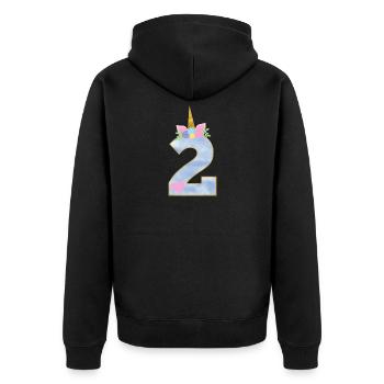 2 ans numéro de Licorne 2e cadeau d'anniversaire fille - Veste à capuche bio Premium Unisexe - noir - Dos - Nico (187cm)