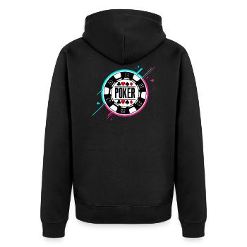 Poker - Unisex Premium Bio Zip Hoodie - Schwarz - Hinten - Nico (187cm)