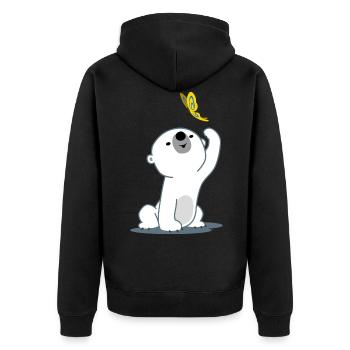 Cute Cartoon Polar Bear Cub by Cheerful Madness!! - Unisex Premium Organic Zip Hoodie - black - Back - Nico (187cm)