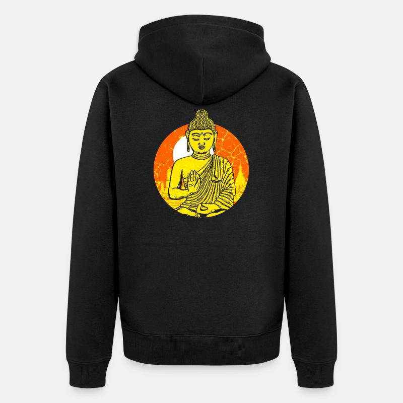 Buddah Buddhismus - Unisex Premium Bio Zip Hoodie - Schwarz
