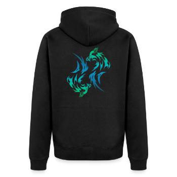 wolves - Unisex Premium Organic Zip Hoodie - black - Back - Nico (187cm)