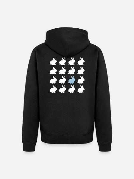 rabbit easter pattern easter - Unisex Premium Organic Zip Hoodie - black