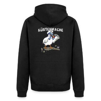 moewe kuestenwache1 - Unisex Premium Bio Zip Hoodie - Schwarz - Hinten - Nico (187cm)