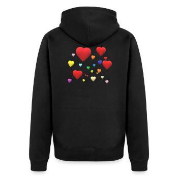 Viele Bunte Herzen - Unisex Premium Bio Zip Hoodie - Schwarz - Hinten - Nico (187cm)