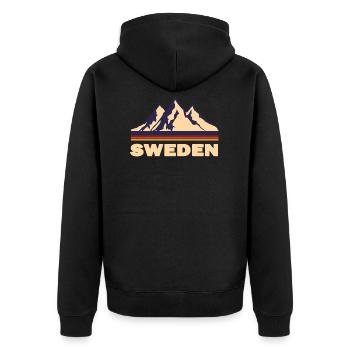 schweden - Unisex Premium Bio Zip Hoodie - Schwarz - Hinten - Nico (187cm)
