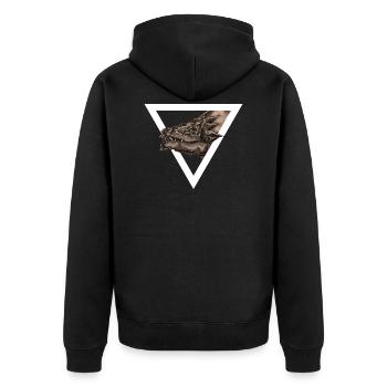 Drache im Dreieck - Unisex Premium Bio Zip Hoodie - Schwarz - Hinten - Nico (187cm)