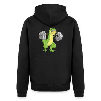 T-Rex Dino Squats Workout Bodybuilder Gift - Unisex Premium Organic Zip Hoodie - black - Back - Nico (187cm)