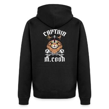 Cat Pirate Kaptitän Maine Coon Pirate Gift - Unisex Premium Organic Zip Hoodie - black - Back - Nico (187cm)