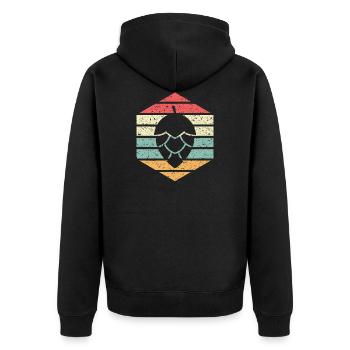 Craft Beer Bier Vintage Hopfen Ale Party Geschenk - Unisex Premium Bio Zip Hoodie - Schwarz - Hinten - Nico (187cm)