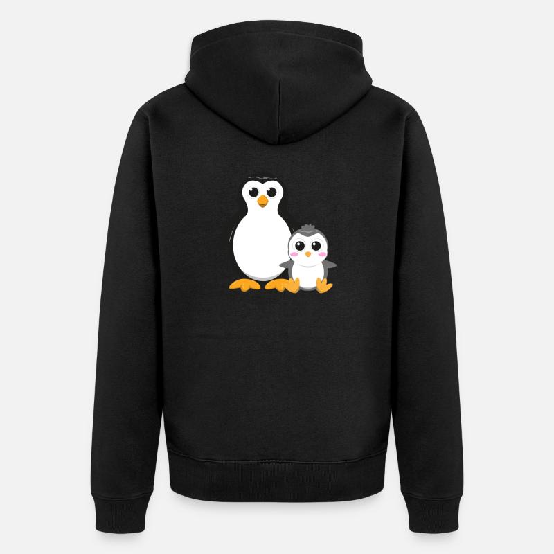 Pingouin avec bébé pingouin - Veste à capuche bio Premium Unisexe - noir
