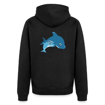 Delphin - Unisex Premium Bio Zip Hoodie - Schwarz - Hinten - Nico (187cm)