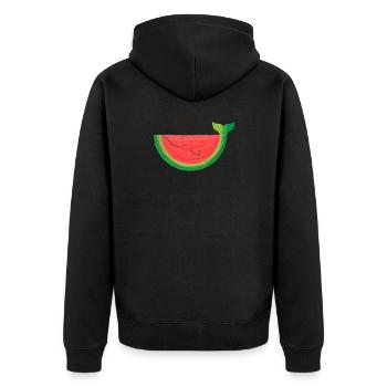 Melon whale melon whale watermelon summer gift - Unisex Premium Organic Zip Hoodie - black - Back - Nico (187cm)
