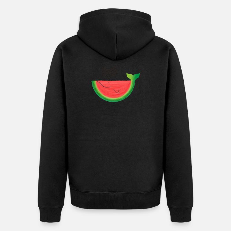 Melon Whale Melon Whale pastèque cadeau d'été - Veste à capuche bio Premium Unisexe - noir