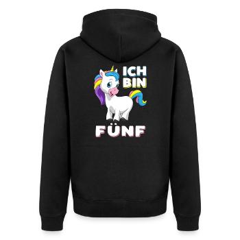 Ich bin 5 Jahre Einhorn 5. Geburtstag Geschenk - Unisex Premium Bio Zip Hoodie - Schwarz - Hinten - Nico (187cm)