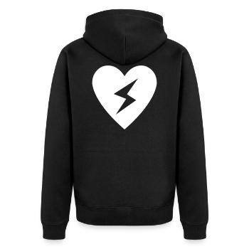Heart flash - Unisex Premium Organic Zip Hoodie - black - Back - Nico (187cm)