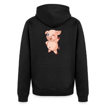 Cadeau d'amant de cochon de porcelet - Veste à capuche bio Premium Unisexe - noir - Dos - Nico (187cm)