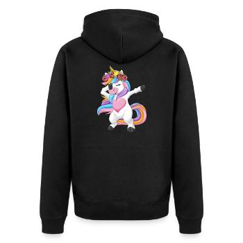 Tampon cadeau de fille guirlande florale licorne - Veste à capuche bio Premium Unisexe - noir - Dos - Nico (187cm)