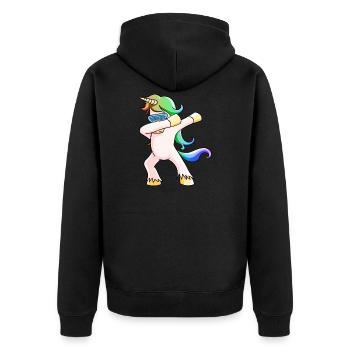 Dabbing Einhorn Party Einhornliebhaber Geschenk - Unisex Premium Bio Zip Hoodie - Schwarz - Hinten - Nico (187cm)