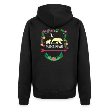 Floral Mama Bear Family für Muttertag Mutter - Unisex Premium Bio Zip Hoodie - Schwarz - Hinten - Nico (187cm)