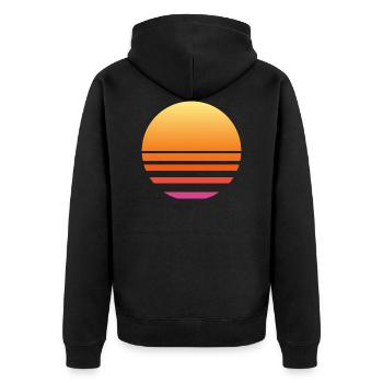 Sonnenuntergang - Unisex Premium Bio Zip Hoodie - Schwarz - Hinten - Nico (187cm)