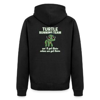 Cadeau de coureur de jogging avec l'équipe de course du groupe de tortues - Veste à capuche bio Premium Unisexe - noir - Dos - Nico (187cm)