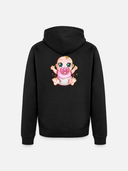 Cadeau de naissance pour bébé fille grossesse - Veste à capuche bio Premium Unisexe - noir