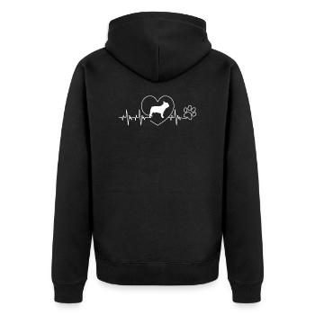 Heartbeat french bulldog heart sweet gift - Unisex Premium Organic Zip Hoodie - black - Back - Nico (187cm)