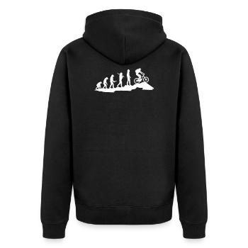 Mountainbike Evolution - Fahrrad Radsport Geschenk - Unisex Premium Bio Zip Hoodie - Schwarz - Hinten - Nico (187cm)