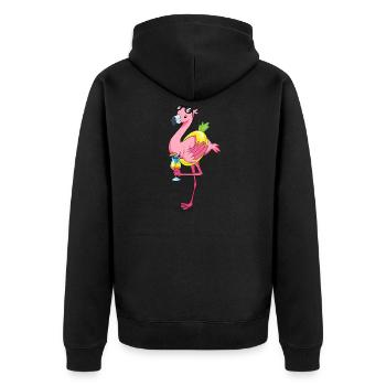 Sommer Urlaub Ananas cooles Flamingo Geschenk - Unisex Premium Bio Zip Hoodie - Schwarz - Hinten - Nico (187cm)