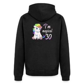 I'm magical 30 Einhorn 30. Geburtstag Geschenk - Unisex Premium Bio Zip Hoodie - Schwarz - Hinten - Nico (187cm)