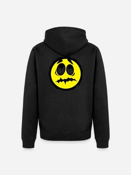 smiley old fatigue - Unisex Premium Organic Zip Hoodie - black