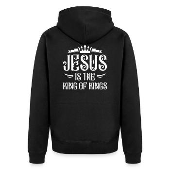 Jesus is king - Unisex Premium Organic Zip Hoodie - black - Back - Nico (187cm)