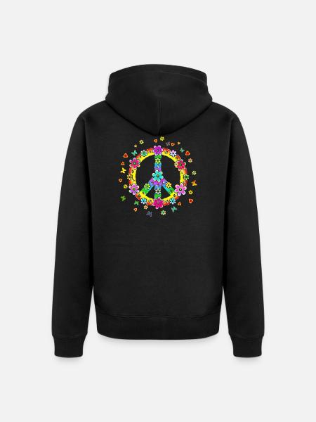 Vredesteken Vredessymbool Vredesteken - Uniseks Premium bio ziphoodie - zwart
