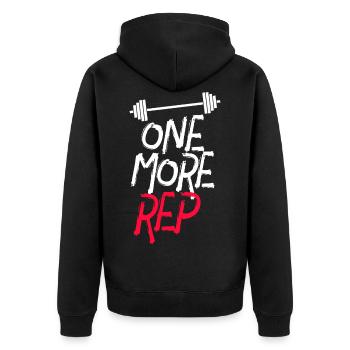 One More Rep // Bodybuilding Fitness Training - Unisex Premium Organic Zip Hoodie - black - Back - Nico (187cm)