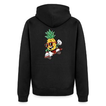 Cool pineapple is skateboarding - Unisex Premium Organic Zip Hoodie - black - Back - Nico (187cm)
