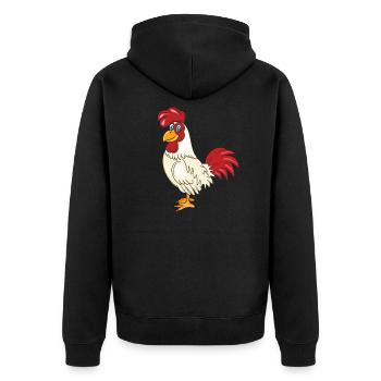 Lustiges Huhn - Funny Chicken - Unisex Premium Bio Zip Hoodie - Schwarz - Hinten - Nico (187cm)