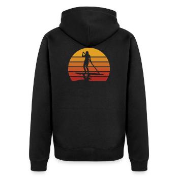 Stand Up Paddling Vintage SUP Paddling Gift - Unisex Premium Organic Zip Hoodie - black - Back - Nico (187cm)