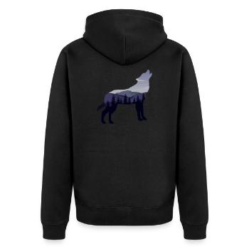 Wolf Berge Wald Mystik Rudel Wölfe Natur Geschenk - Unisex Premium Bio Zip Hoodie - Schwarz - Hinten - Nico (187cm)