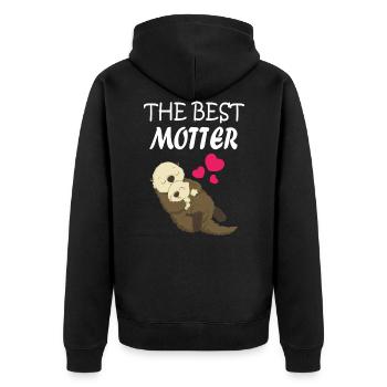 Best Mother Otter Bieber Mama Love - Unisex Premium Organic Zip Hoodie - black - Back - Nico (187cm)