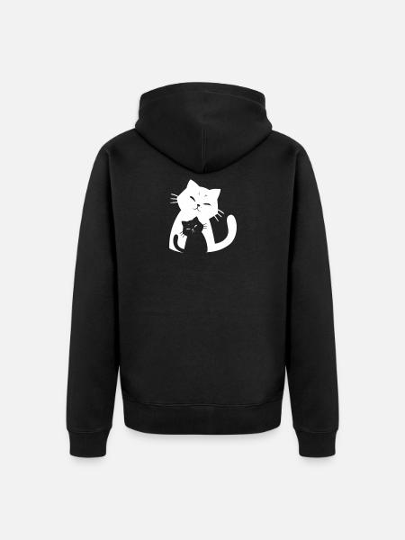 Gatto domestico del profilo dei gessi del profilo del gatto - Felpa con cappuccio ecologica premium unisex - nero