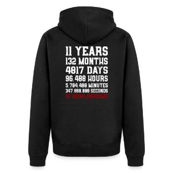 11 Years of being awesome Geschenk 11. Geburtstag - Unisex Premium Bio Zip Hoodie - Schwarz - Hinten - Nico (187cm)