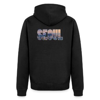 seoul korea - Unisex Premium Bio Zip Hoodie - Schwarz - Hinten - Nico (187cm)