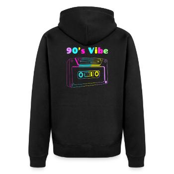 90s Vibe Retro Gift 90s Party Costume Cassette - Unisex Premium Organic Zip Hoodie - black - Back - Nico (187cm)