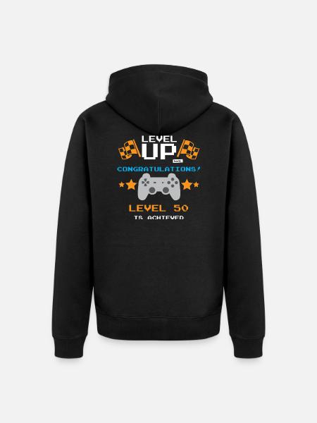 Level Up Congratulations Level 50 Raggiunto 50 Gebu - Felpa con cappuccio ecologica premium unisex - nero