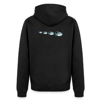 Haivoltion - Hai Evolution - Unisex Premium Bio Zip Hoodie - Schwarz - Hinten - Nico (187cm)