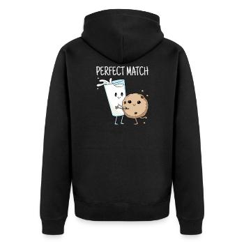 Perfect Match Geschenk Valentinstag Milch Cookie - Unisex Premium Bio Zip Hoodie - Schwarz - Hinten - Nico (187cm)