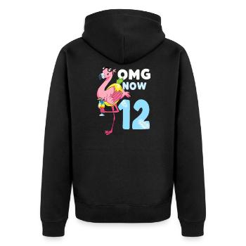 12 ans cadeau flamant rose fille anniversaire - Veste à capuche bio Premium Unisexe - noir - Dos - Nico (187cm)